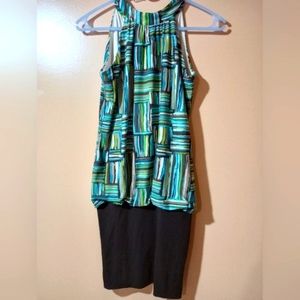 Stretchy Above the Knee High Dress Multicolored Dress, Size Large
